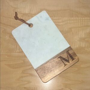 Monogrammed Marble and Wood Cheese Board